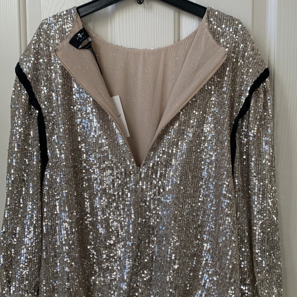 NWT 7 For all Mankind by Revolve Sequin Dress In silver & black contrast Medium - Picture 12 of 14